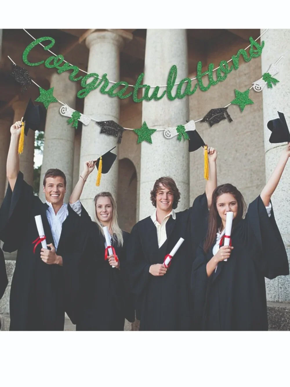 CONGRATULATIONS Graduation Banner Green